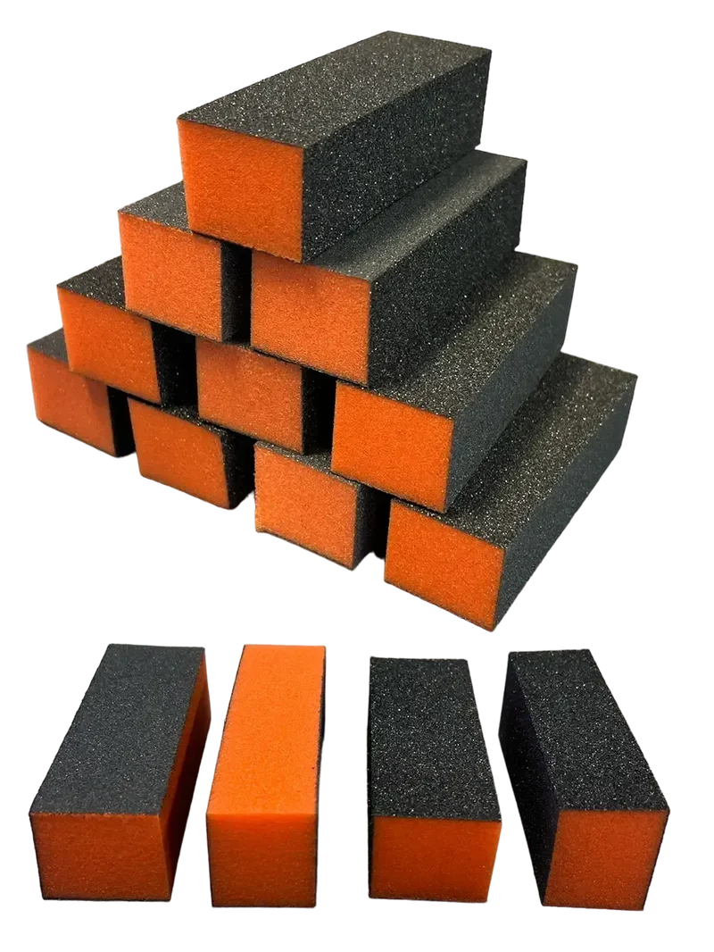 MSE High Quality Buffer 12 Stück schwarz orange 100/180 (grob/fein)