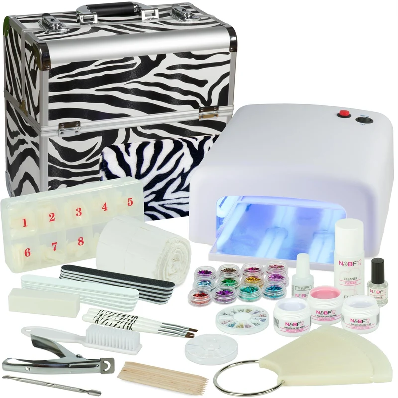 Mobiles Nagelstudio Mega Set Koffer Zebra Design