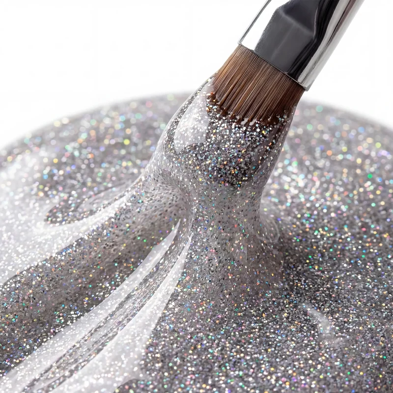 Glitter Farbgel Silver Multicolor 5ml