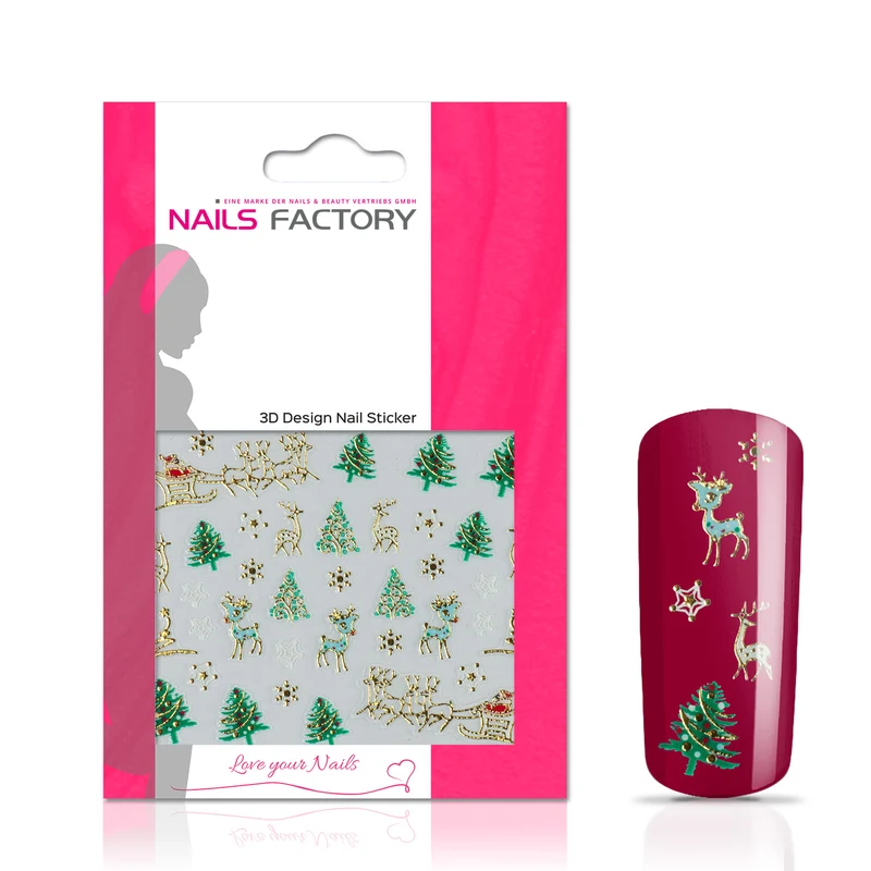 Nagelsticker Christmas Gold Schlitten