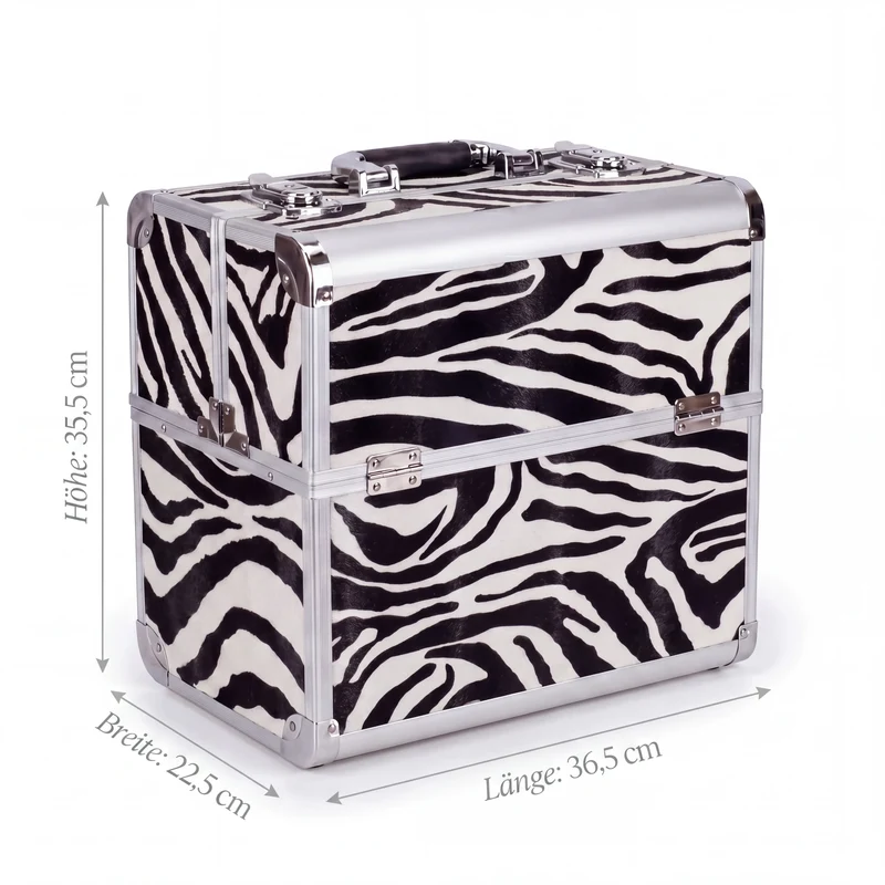 Kosmetikkoffer Aluminium Zebra Design rund