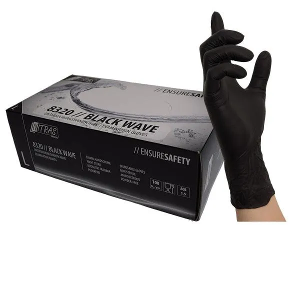 Nitrilhandschuhe, Gr. XS- Schwarz Black Wave
