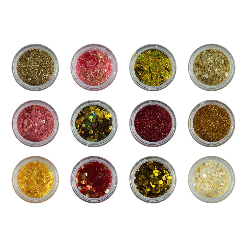 Nailart Glitter Mix Golden Glow 12er Set