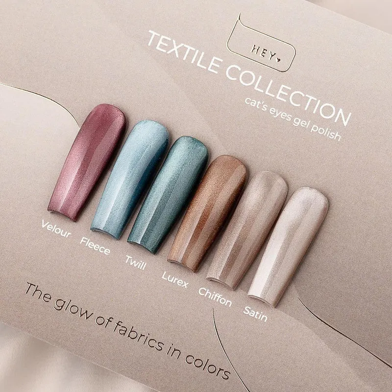 TEXTILE - Cat Eye Gel Polish Collecton Set (6stx15ml) + Aufkleber Stickers für tips HEYLOVE