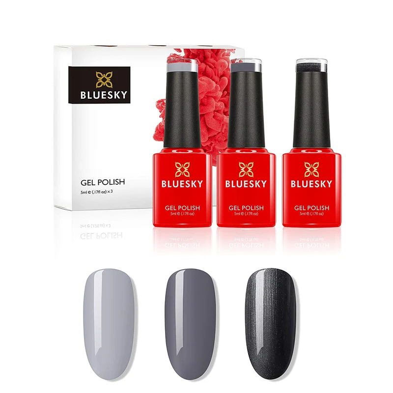 BLUESKY UV/Gel Nagellack MINI Set: Mr. Grey, Quiet Grey, Shiny Asphalt