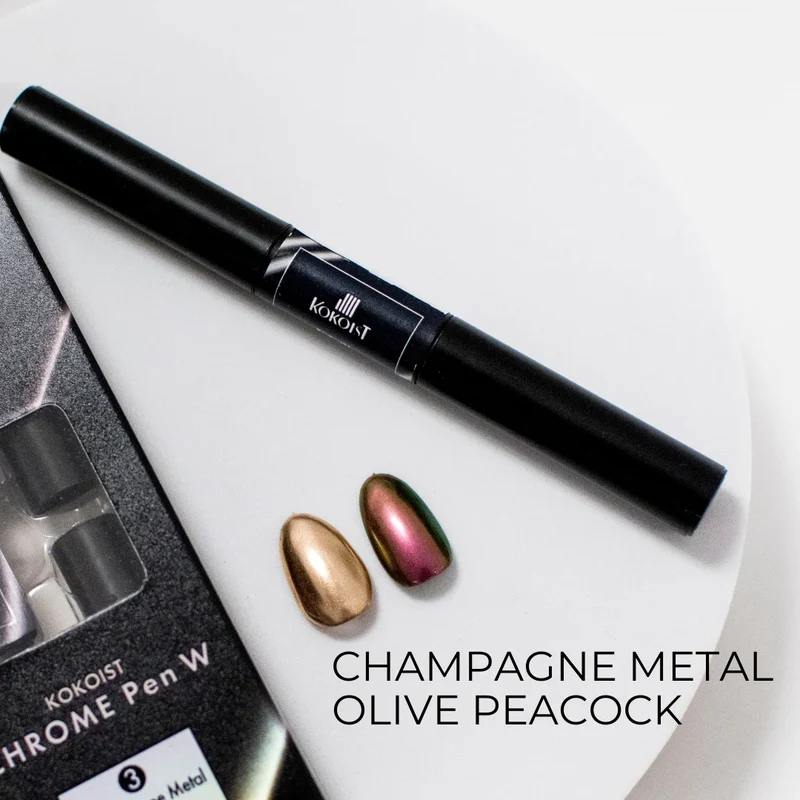 Kokoist W Chrome Pen Champagne Metal x Olive Peacock W 03