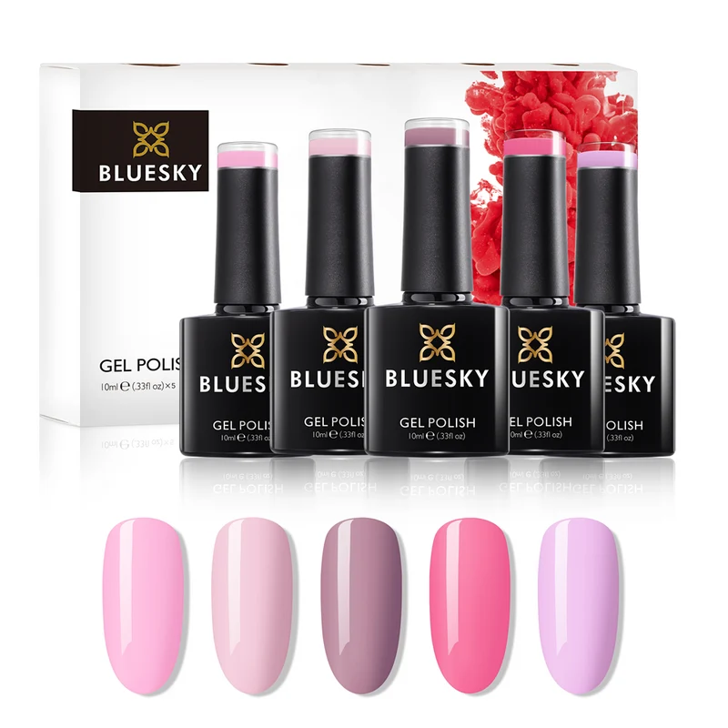 BLUESKY Rosy Rose Set: 5 UV Lacke zum Preis von 4