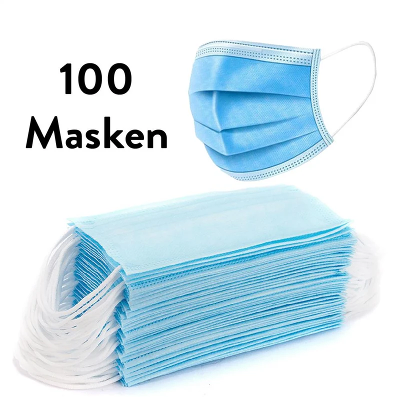 100 x Einweg Masken blau