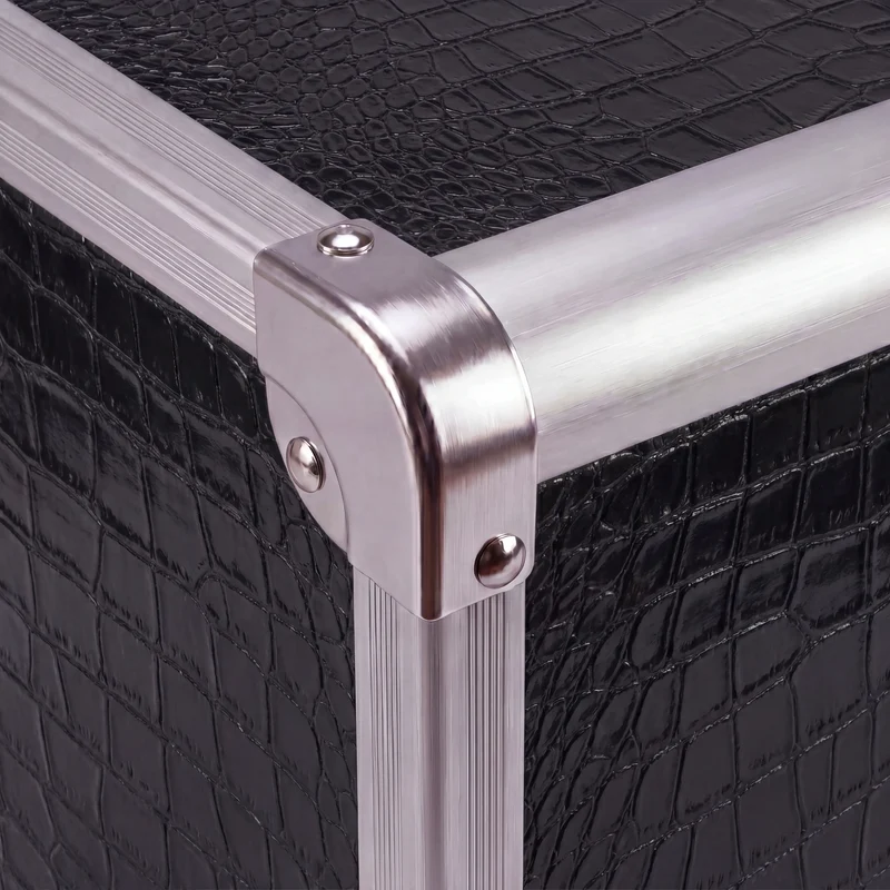 Kosmetikkoffer Aluminium Schwarz Croco Design Rund