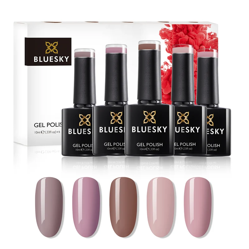 BLUESKY Natural Nude Set: 5 UV Lacke zum Preis von 4