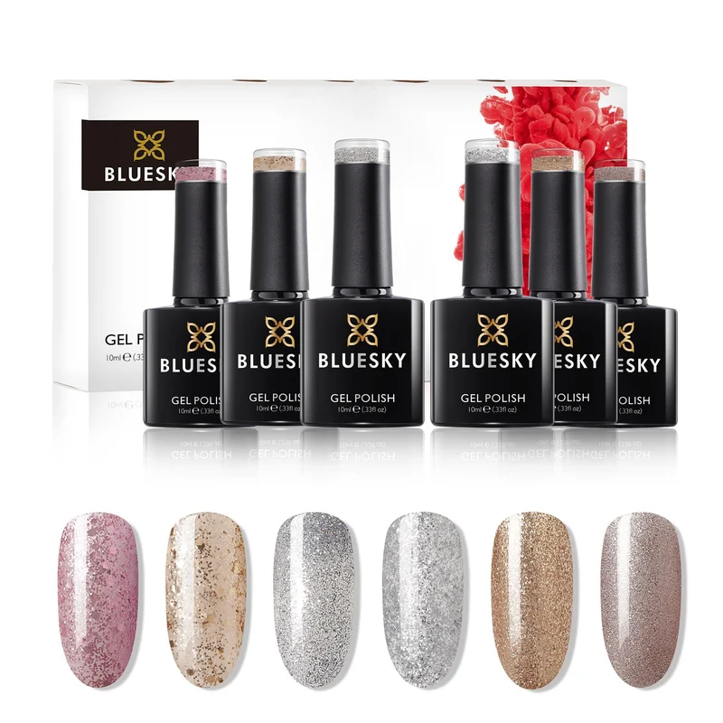 BLUESKY Glamerous Glitter Set: 6 UV Lacke zum Preis von 5