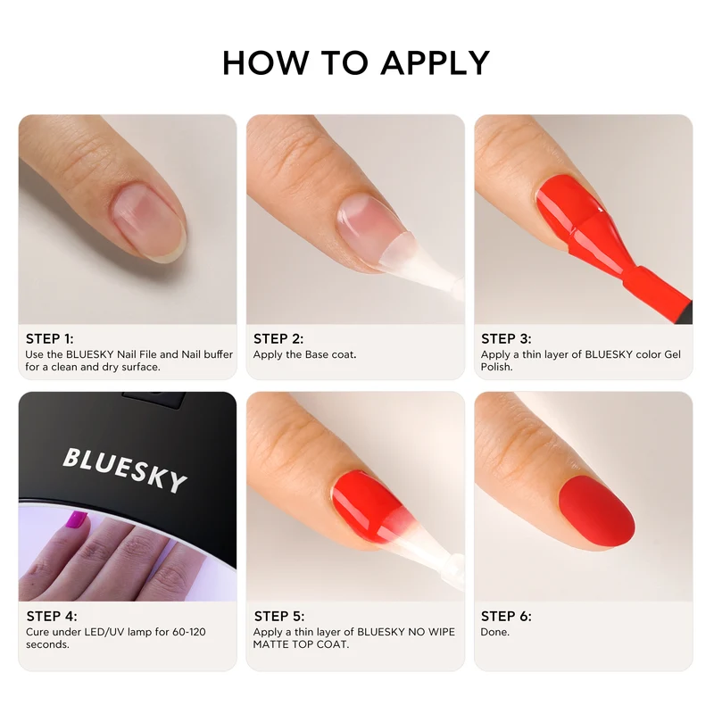BLUESKY No Wipe Matte Top Coat, 10ml