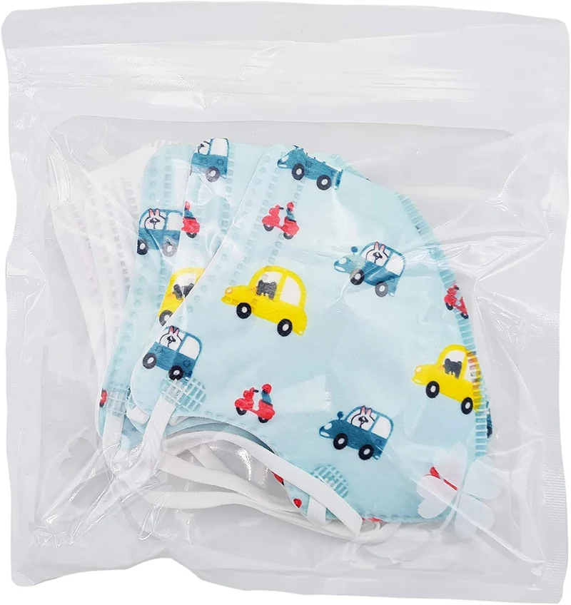 5er Set Mundmasken für Kinder Gesichtsmasken 4-lagig Maske (1x Blau, 4x Weiss)