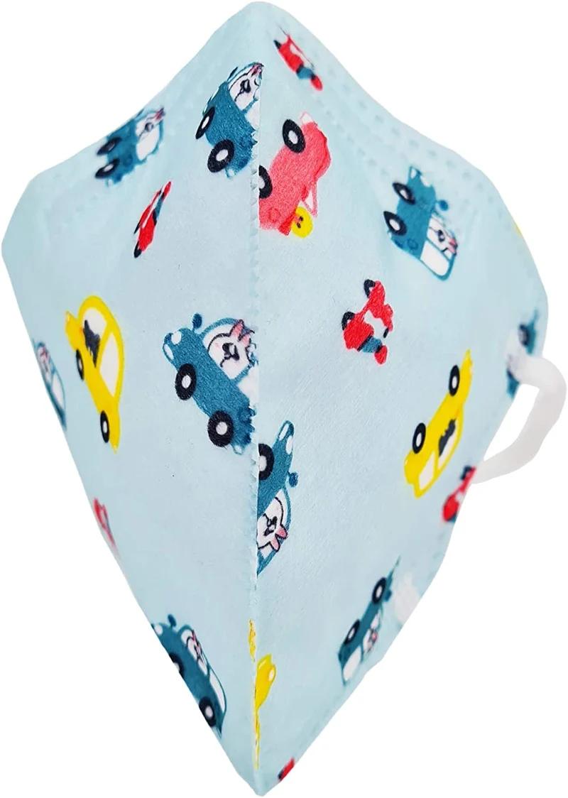 5er Set Mundmasken für Kinder Gesichtsmasken 4-lagig Maske (1x Blau, 4x Weiss)