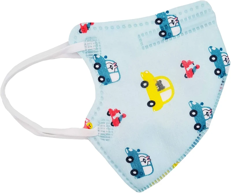 5er Set Mundmasken für Kinder Gesichtsmasken 4-lagig Maske (1x Blau, 4x Weiss)