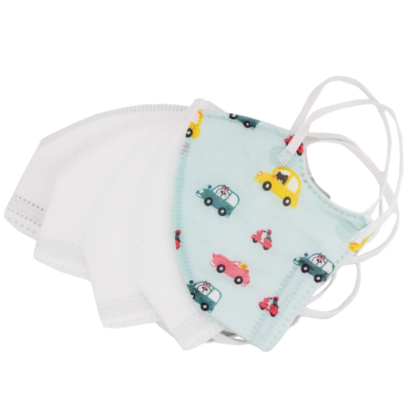 5er Set Mundmasken für Kinder Gesichtsmasken 4-lagig Maske (1x Blau, 4x Weiss)