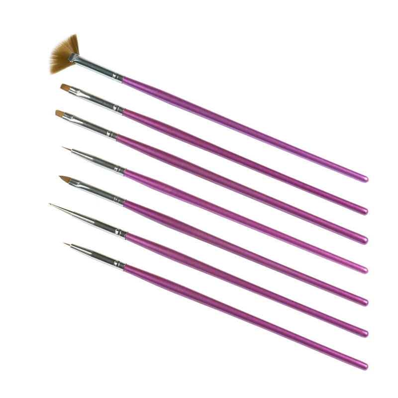 Nailart Pinsel Lila Griff 7er Set
