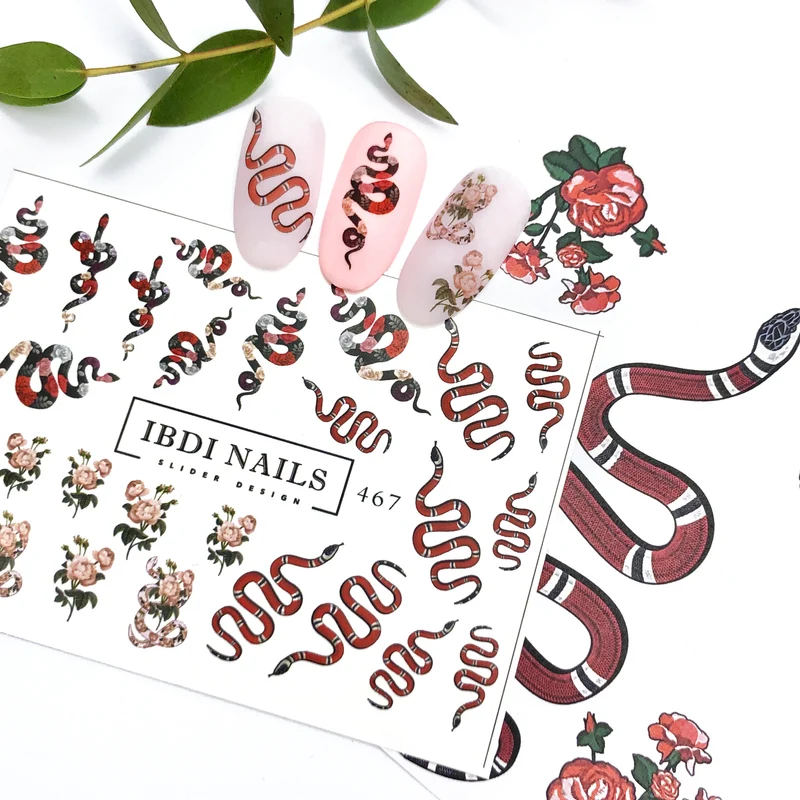 IBDI Snake and flower nail decals / sliders