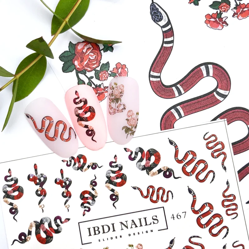 IBDI Snake and flower nail decals / sliders