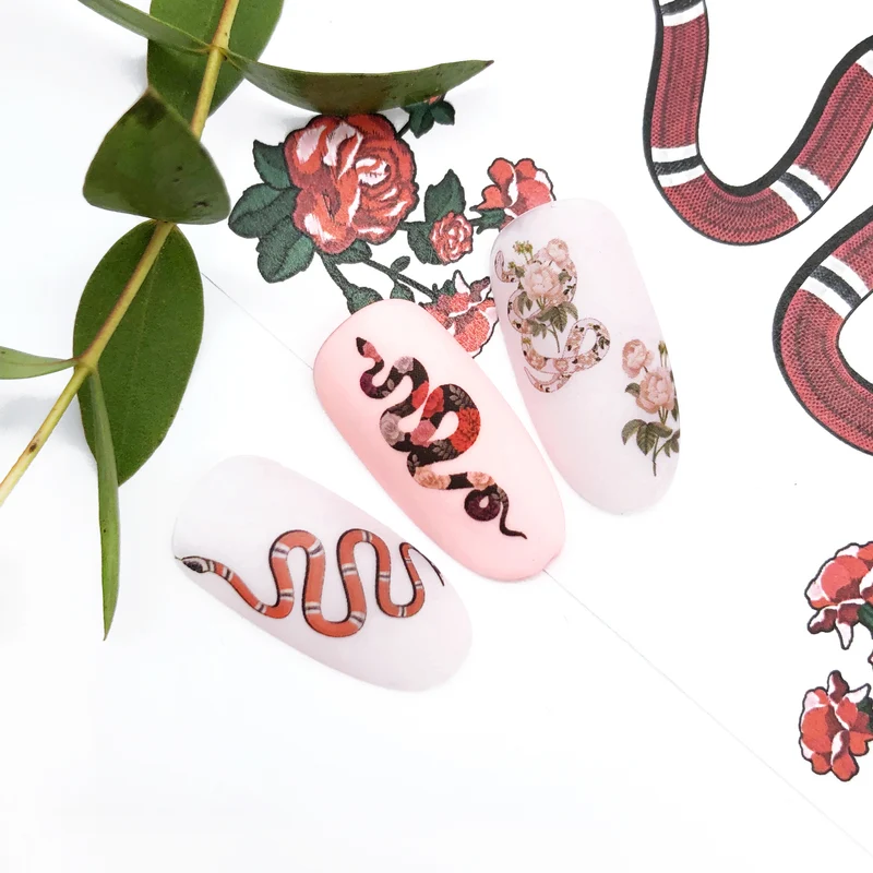 IBDI Snake and flower nail decals / sliders