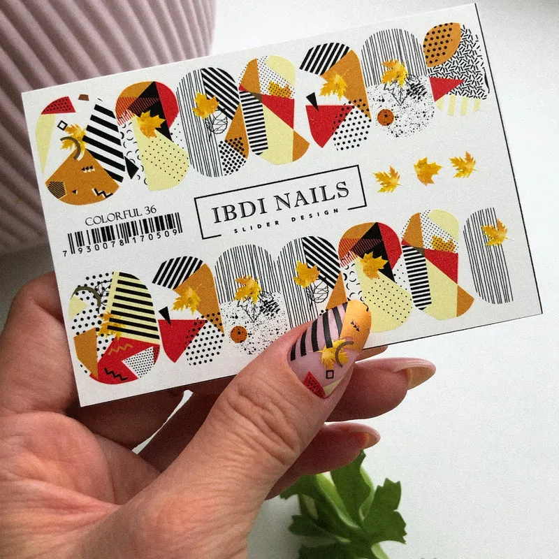 IBDI Abstract nail decals / sliders #Colorful 36