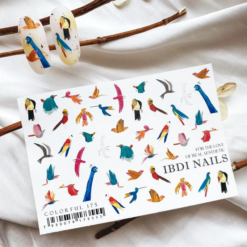 IBDI Bird nail decals / sliders #Colorful 175