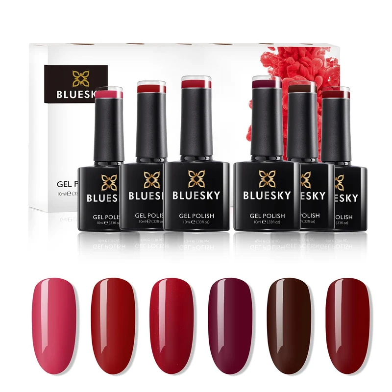 BLUESKY Ruby Red Set: 6 UV Lacke zum Preis von 5
