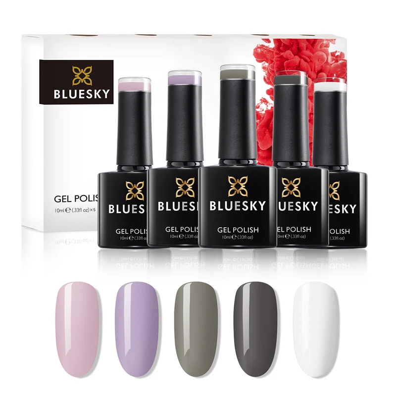 BLUESKY Rosy to Grey Set: 5 UV Lacke zum Preis von 4