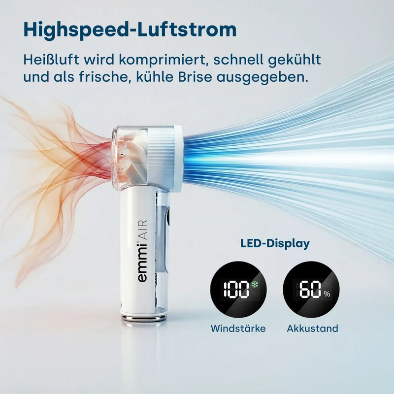 emmi-Air Handventilator mit Ultraschall-Kühlfunktion