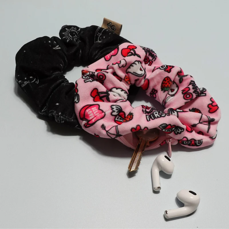 Safety Zip Scrunchie - Perfect for storing house key, medication, money, locker key....