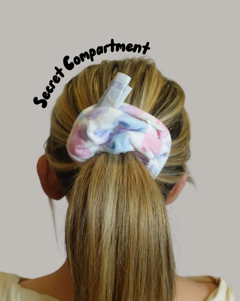 Safety Zip Scrunchie - Perfect for storing house key, medication, money, locker key....