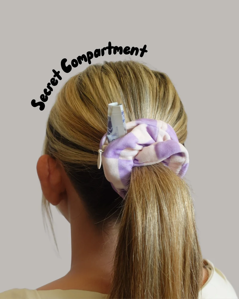 Safety Zip Scrunchie - Perfect for storing house key, medication, money, locker key....
