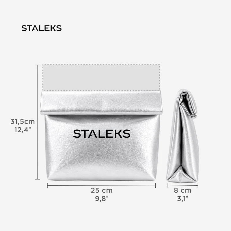 Kosmetiktasche aus Öko-Leder silber, Größe L