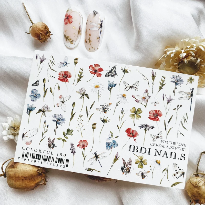 IBDI flower nail decals / sliders #Colorful 180