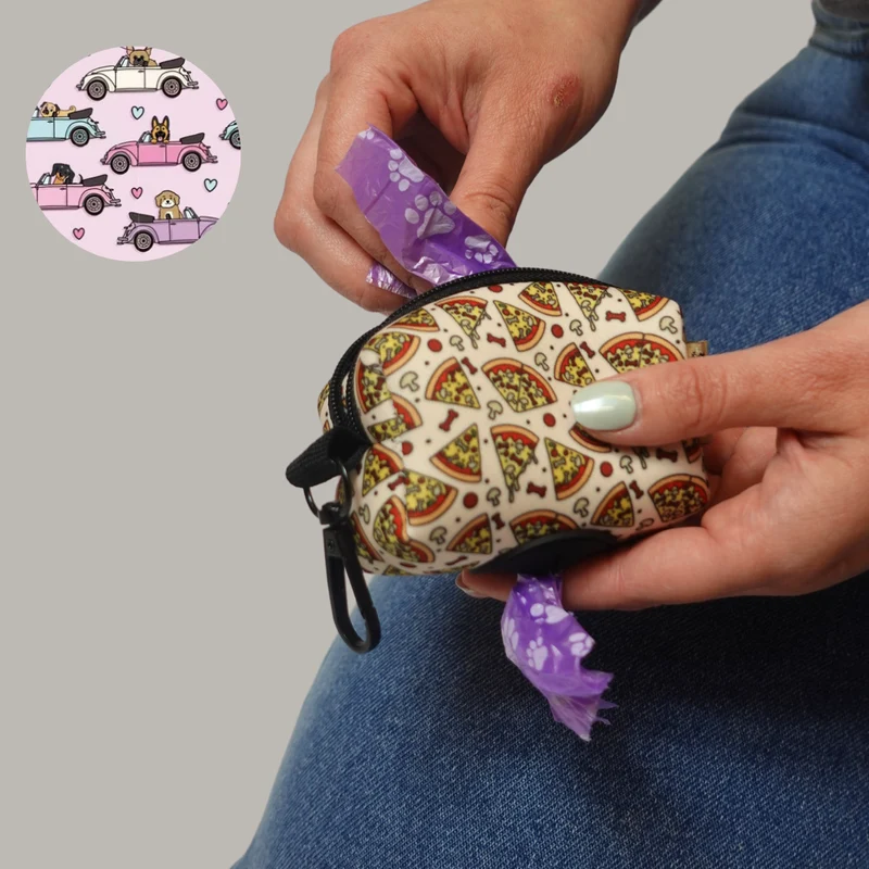 Cotton Zip Pet Poo Bag Holder with Clip