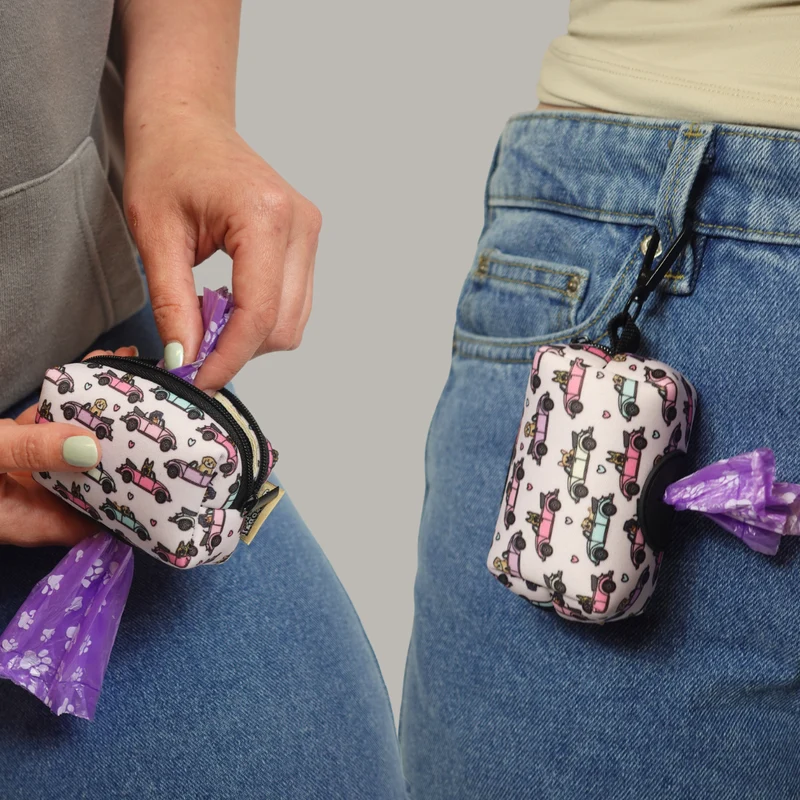 Cotton Zip Pet Poo Bag Holder with Clip