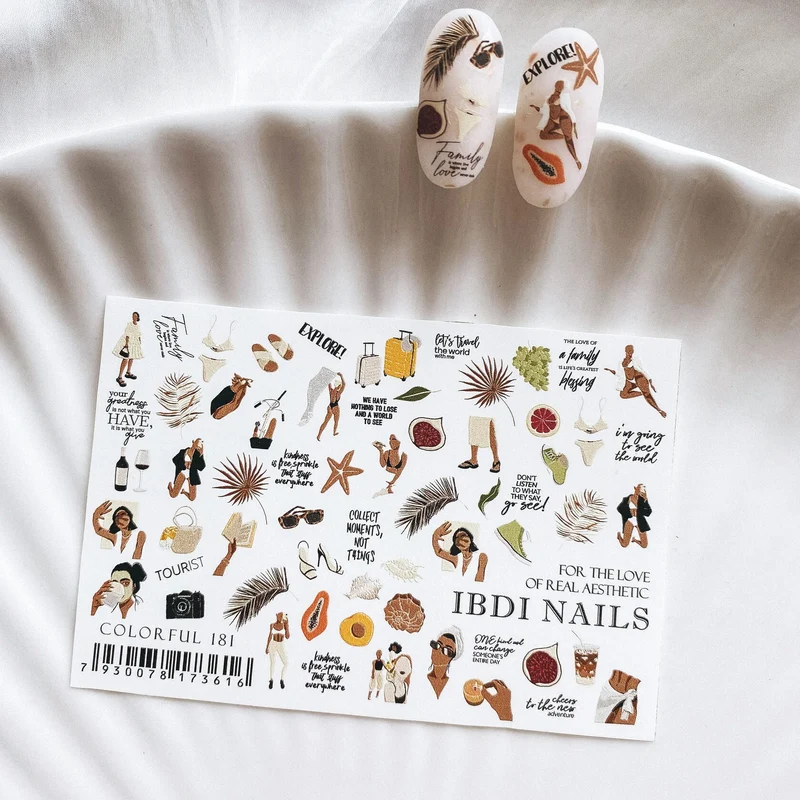 IBDI vacation travel nail decals / sliders #Colorful 181