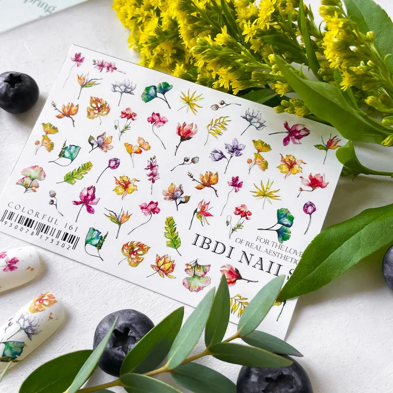 IBDI Flower nail decals / sliders #Colorful 161