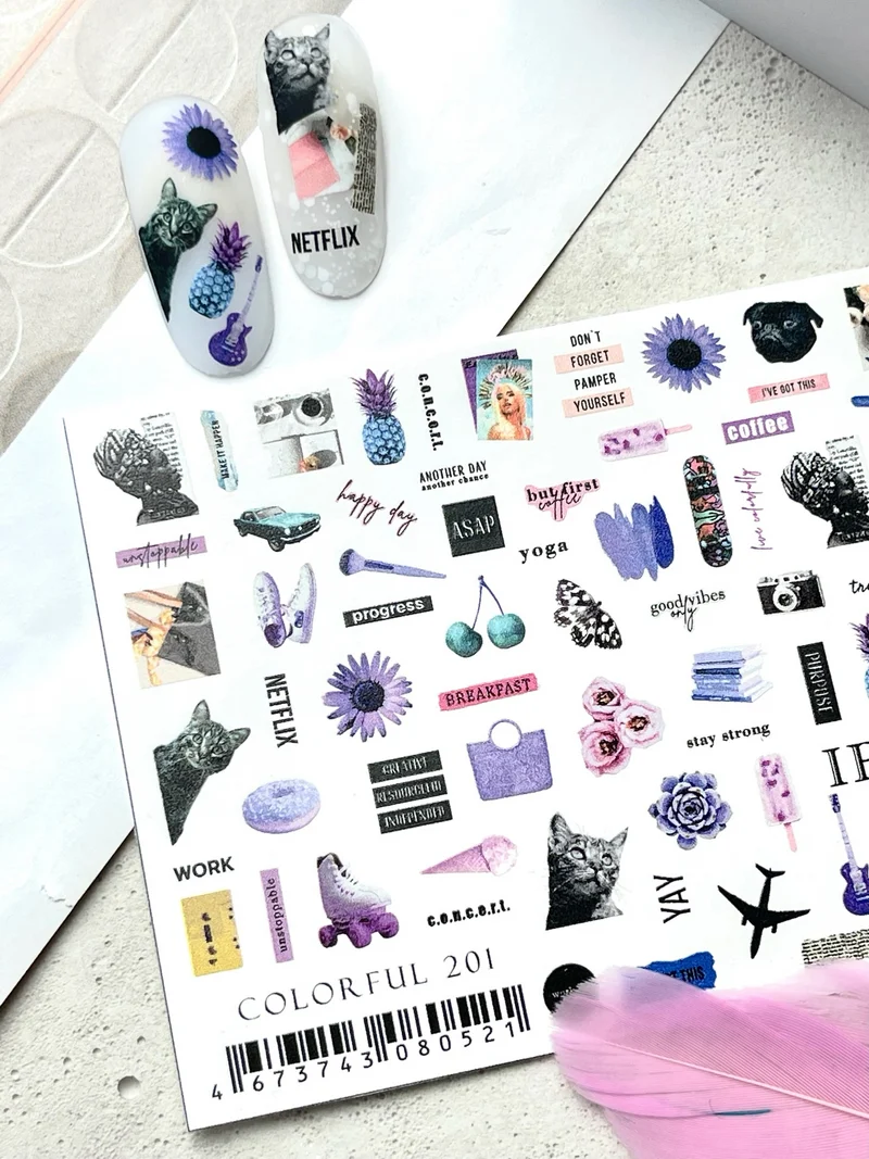 IBDI lifestyle nail decals / sliders #Colorful 201