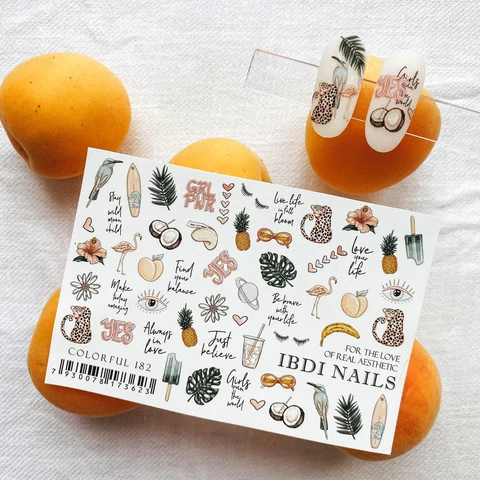 IBDI tropical summer nail decals / sliders #Colorful 182