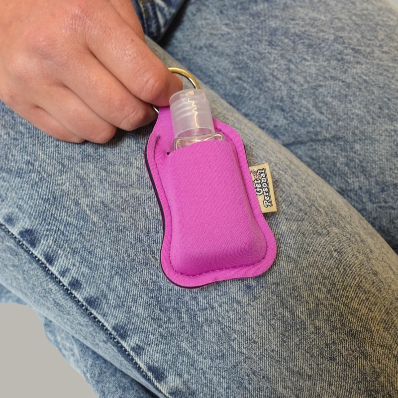 Patterned Keyring clip on pouch & sanitiser bottle/Farbgel case
