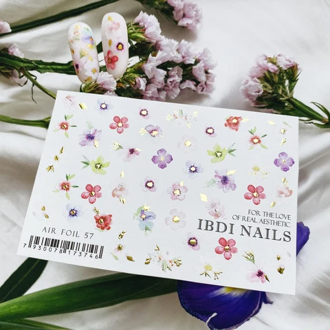 IBDI gold flower nail decals / sliders #Air foil 57