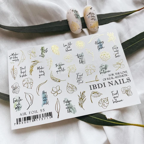 IBDI gold leaf shapes nail decals / sliders #Air foil 55