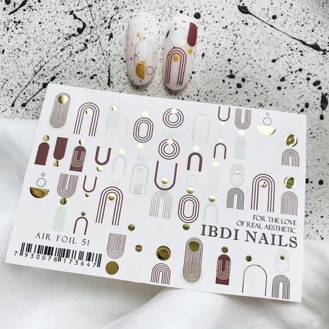 IBDI Abstract gold arch shapes nail decals / sliders #Air foil 51