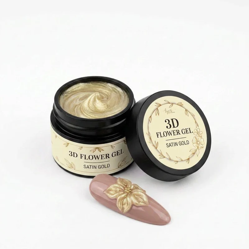 Satin Gold 3D Flower Gel 15ml LYNIS NAILS