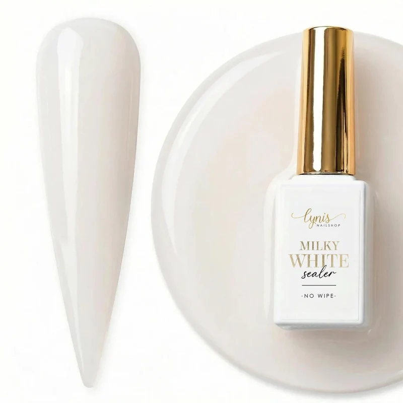 Milky White Sealer Top Coat (No Wipe) 10ml LYNIS NAILS