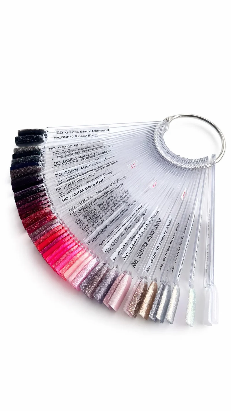ColorChart leihen oder kaufen von Nogtika Glitter Gel Polish 55 Farben
