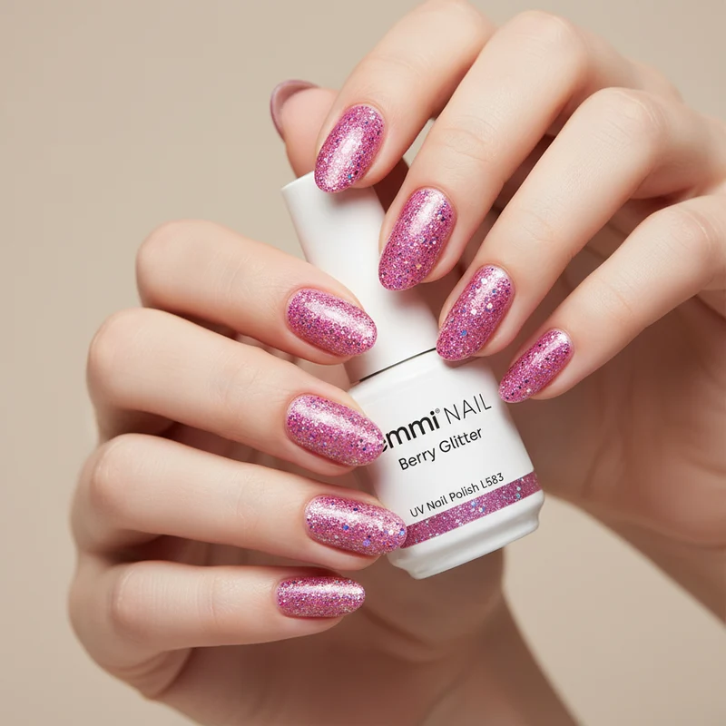 emmi Shellac UV-Lack Berry Glitter 15ml | L583