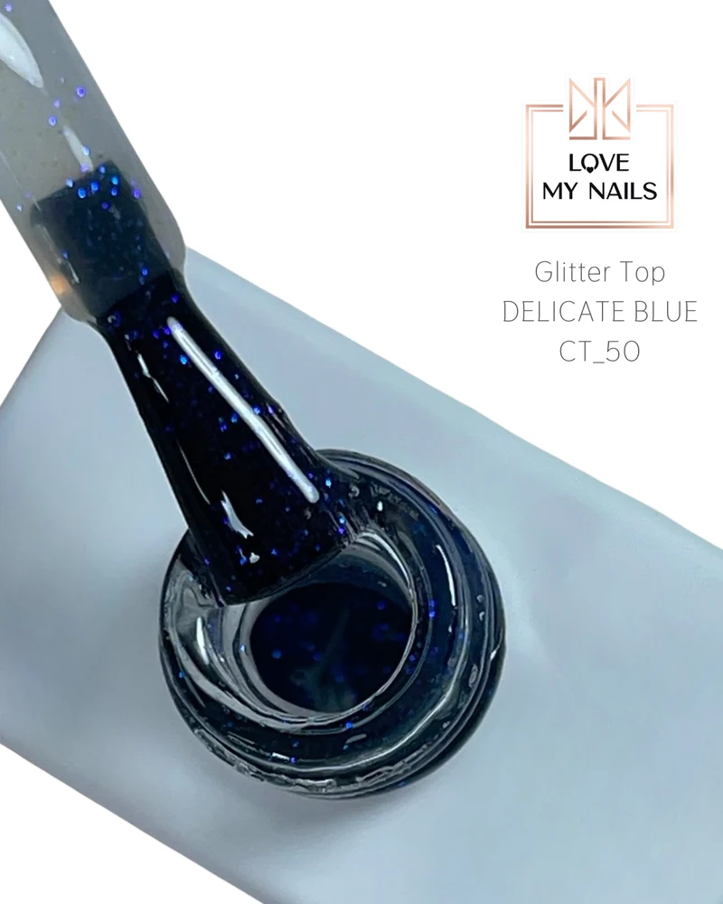 Glitter Top Coat Delicate Blue NO WIPE 12ml von Love My Nails TPO/HEMA-free