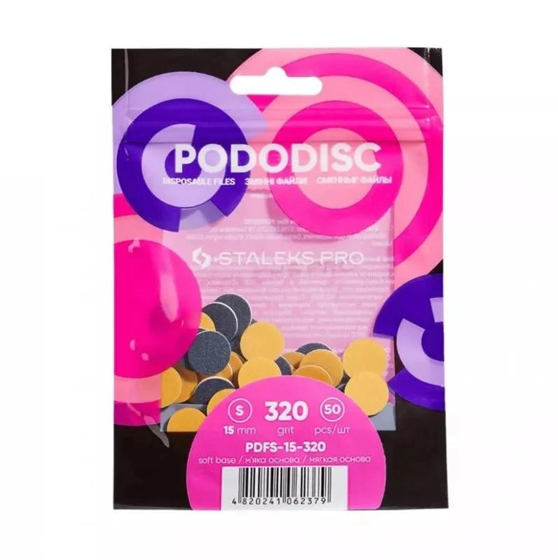 PODODISC S (15 mm) 320 Körnung 50 x Ersatz Schleifpapier SOFT BASE BLACK (PDFS-15) STALEKS